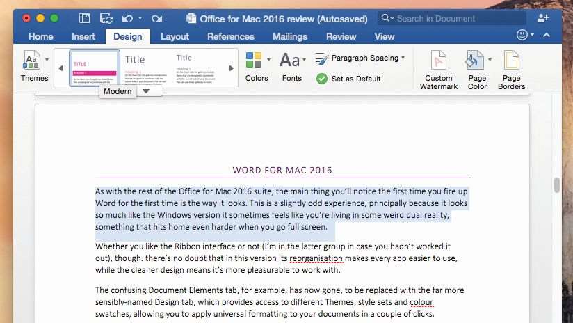 word 2016 basics for mac